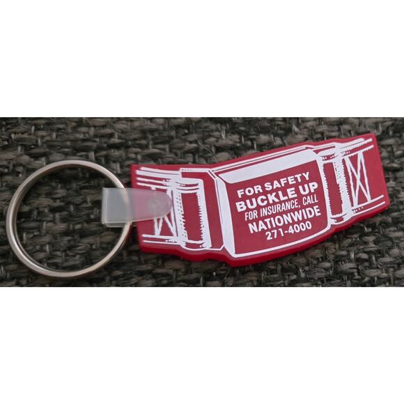 Nationwide Insurance For Safety Buckle Up Rubbery Red Keychain - Picture 1 of 2